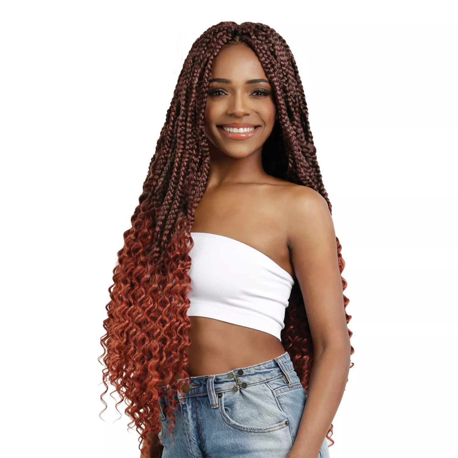 Bobbi Boss Synthetic Hair Braids Pre-Feathered 3X King Tips Deep Wave 28"