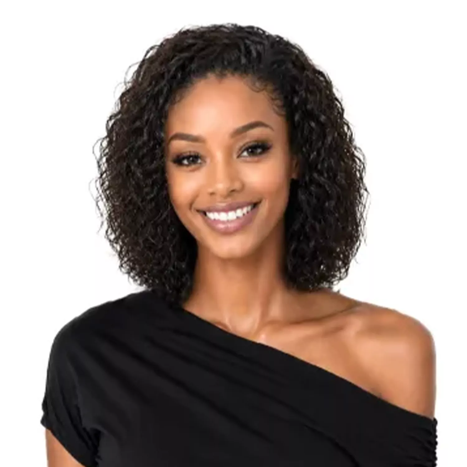 Bobbi Boss Unprocessed Human Hair Full Cap Wig With Drawstring MHFC006 Water Wave 12"