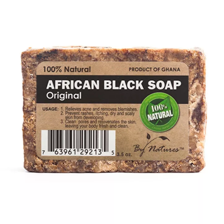 BY NATURES 100% NATURAL AFRICAN BLACK SOAP WITH ORIGINAL 3.5 oz