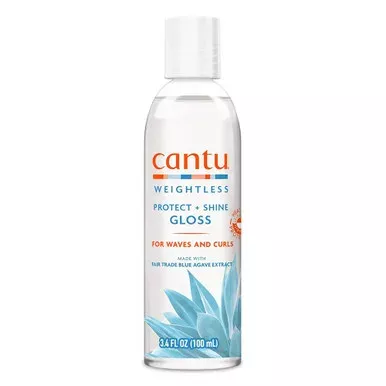 Cantu Weightless Protect Plus Shine Gloss Liquid Curl Enhancer for Defined Shiny Curls 3.4Oz (100ml)