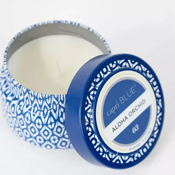 CAPRI BLUE PRINTED TRAVEL TIN - ALOHA ORCHID