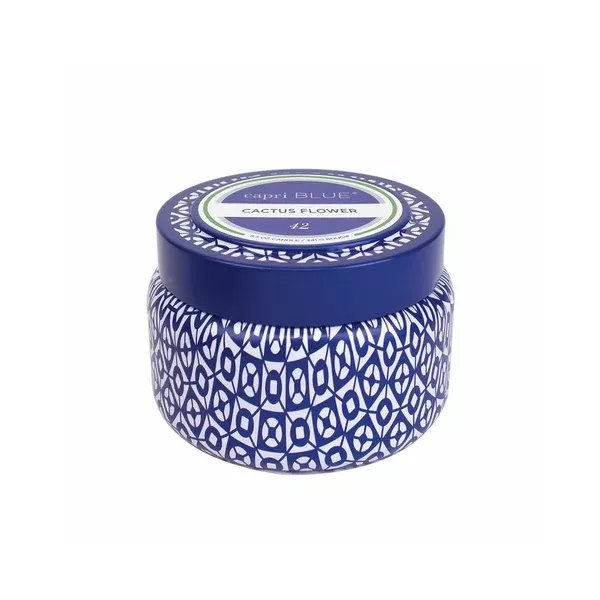 CAPRI BLUE PRINTED TRAVEL TIN - CACTUS FLOWER