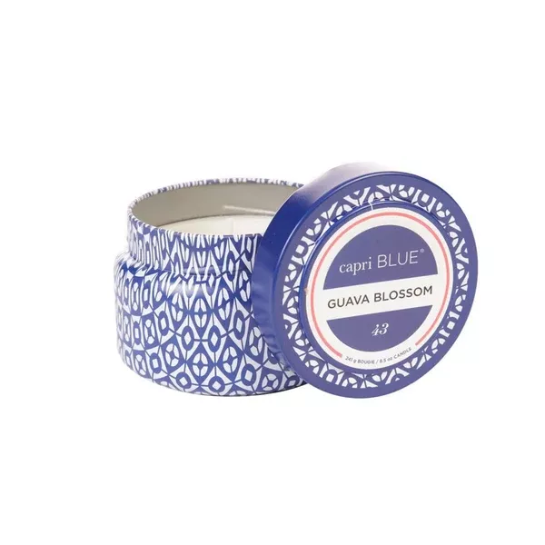 CAPRI BLUE PRINTED TRAVEL TIN - GUAVA BLOSSOM