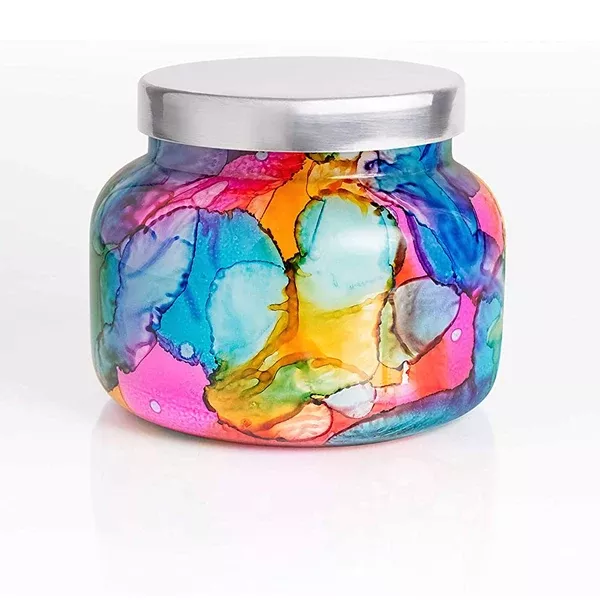 CAPRI BLUE WATERCOLOR RAINBOW SIGNATURE JAR - VOLCANO