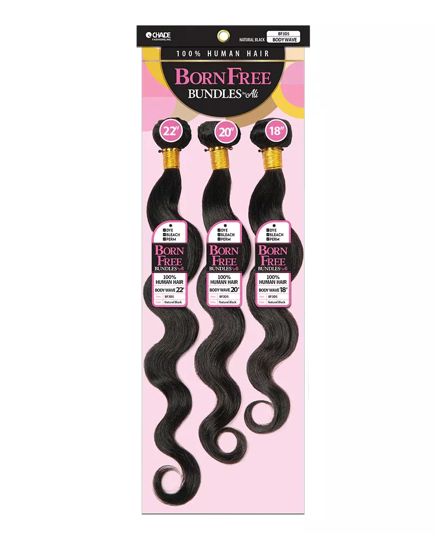 CHADE BORN FREE BUNDLE ALI 100% HUMAN HAIR- BODY WAVE 3PCS