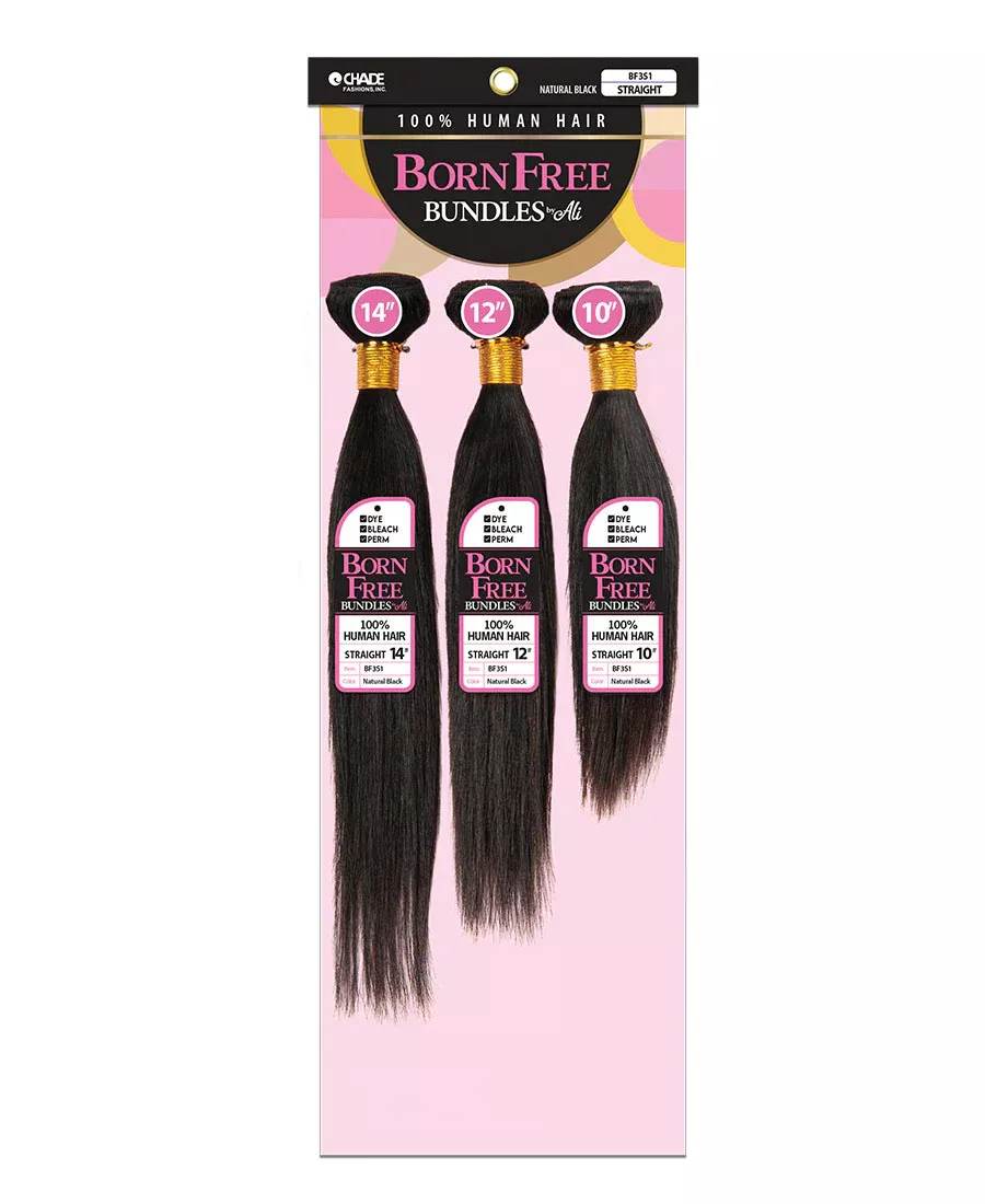 CHADE BORN FREE BUNDLE ALI 100% HUMAN HAIR - STRAIGHT3PCS