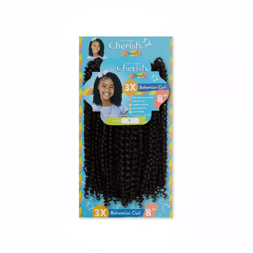 Cherish Junior Kids 3X Bohemian Curl 8″ Hair Extensions for Natural Kids Styling