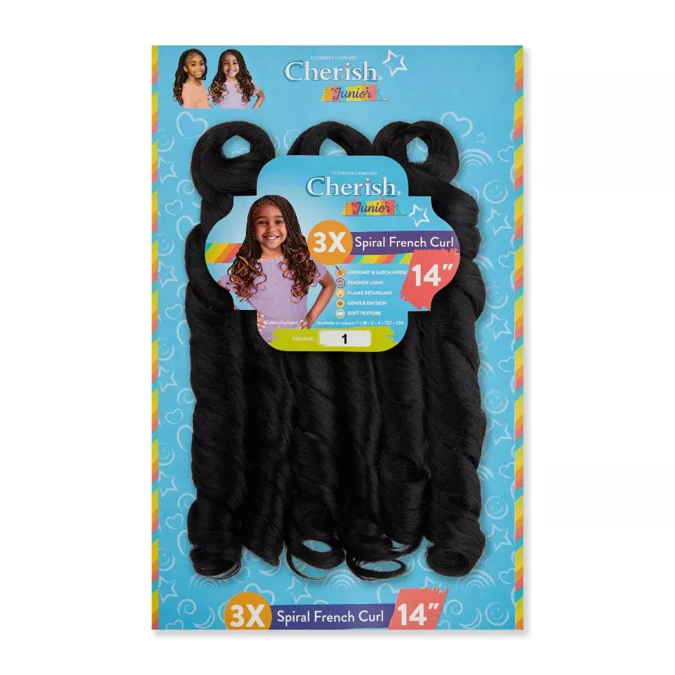Cherish Junior Kids Spiral French Curl 3X Pack 14″ | Kids Braiding Hair