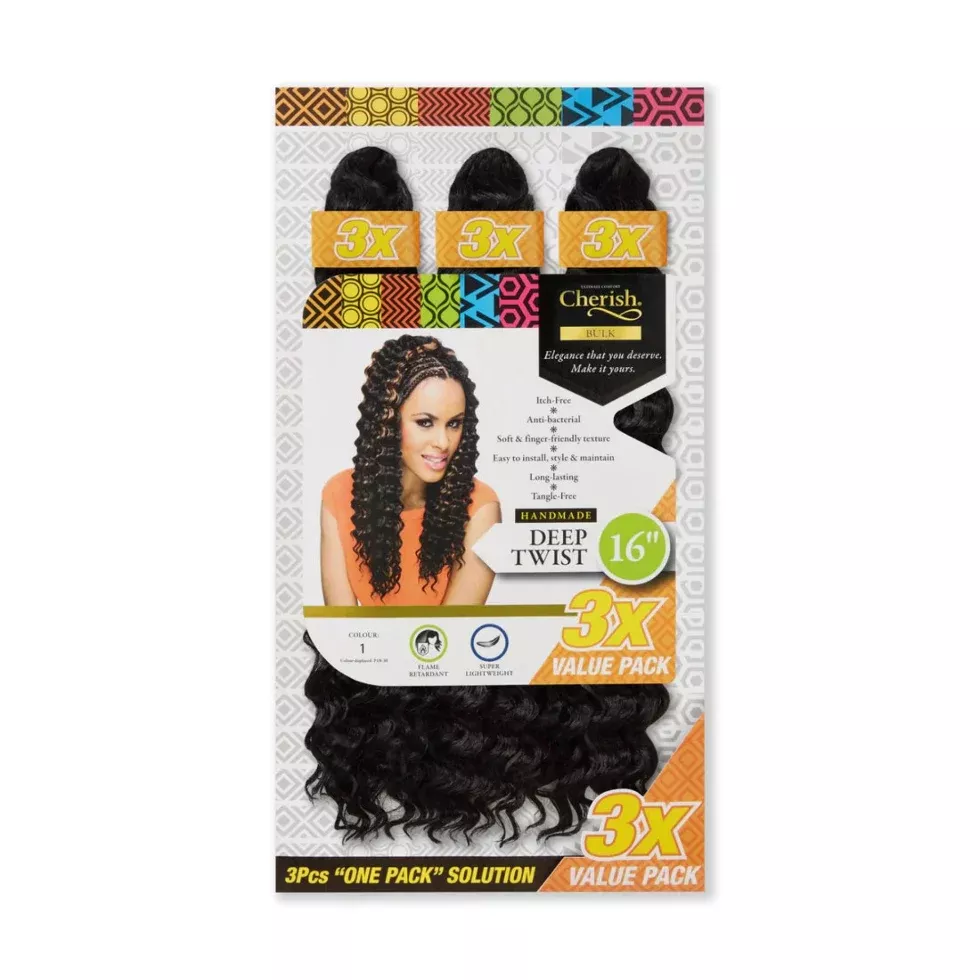 Cherish Ultimate Comfort Deep Twist Bulk 3X Pack 16″ | Braiding Hair Extensions