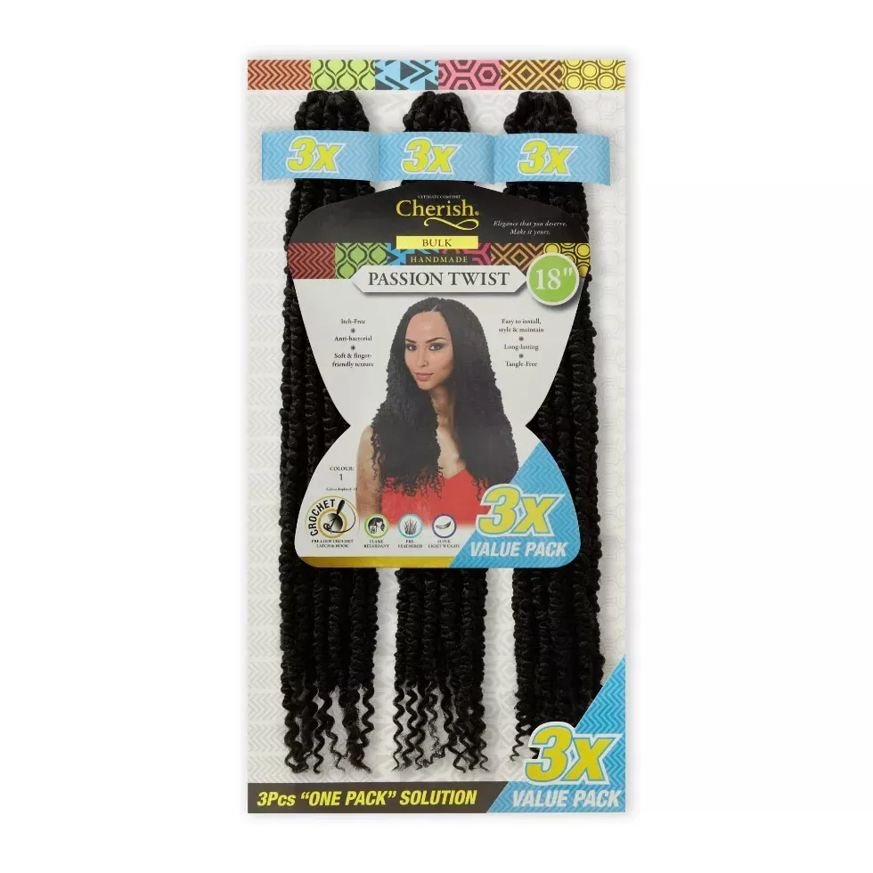 Cherish Ultimate Comfort Passion Twist 3X Pack 18″ | Braiding Hair Extensions