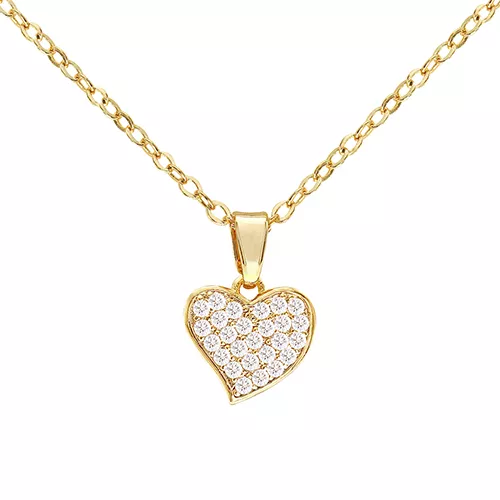 Cubic Zirconia Full Heart Pendant Necklace