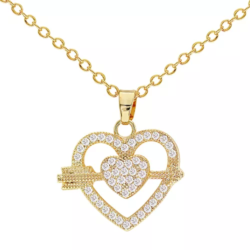 Cubic Zirconia Heart & Arrow Pendant Necklace