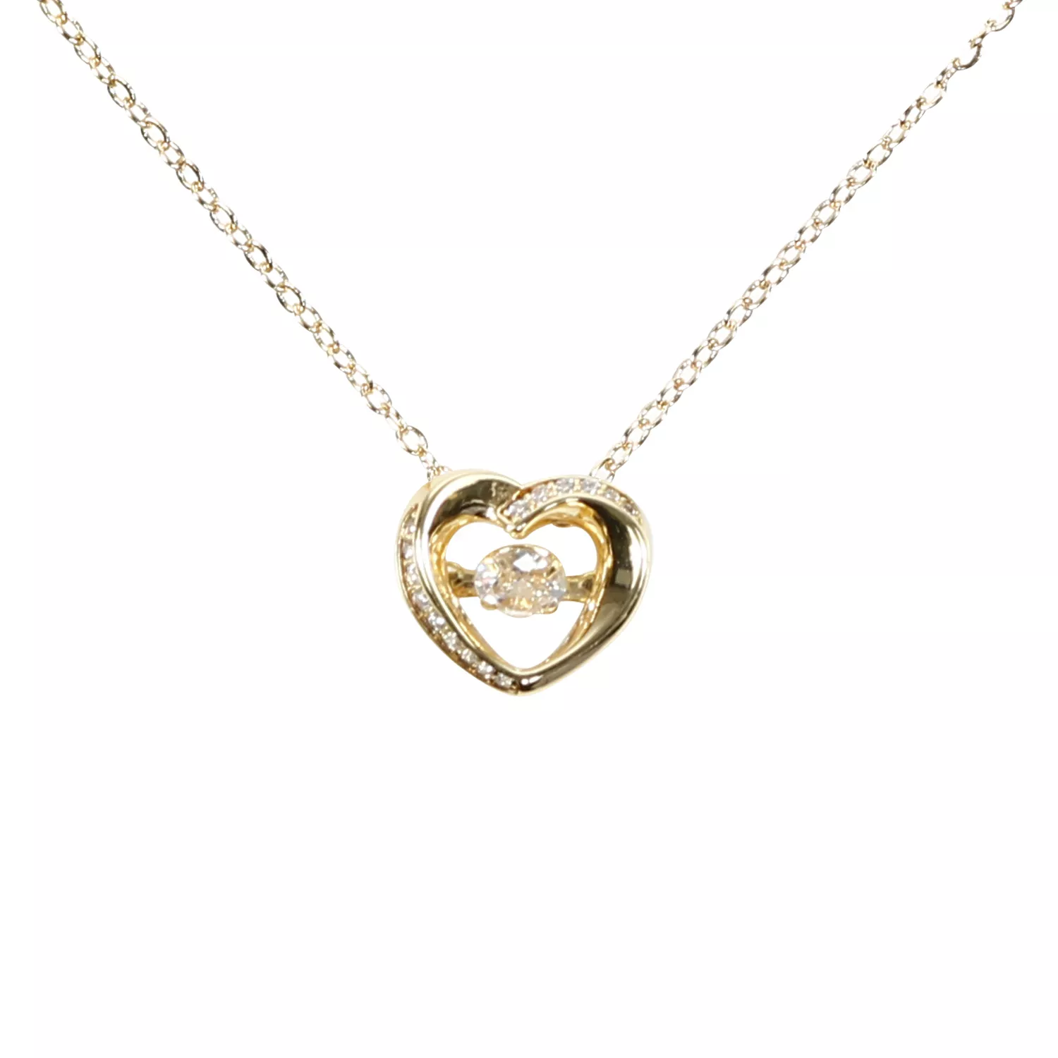 Cubic Zirconia Heart Dancing Stone Pendant Necklace