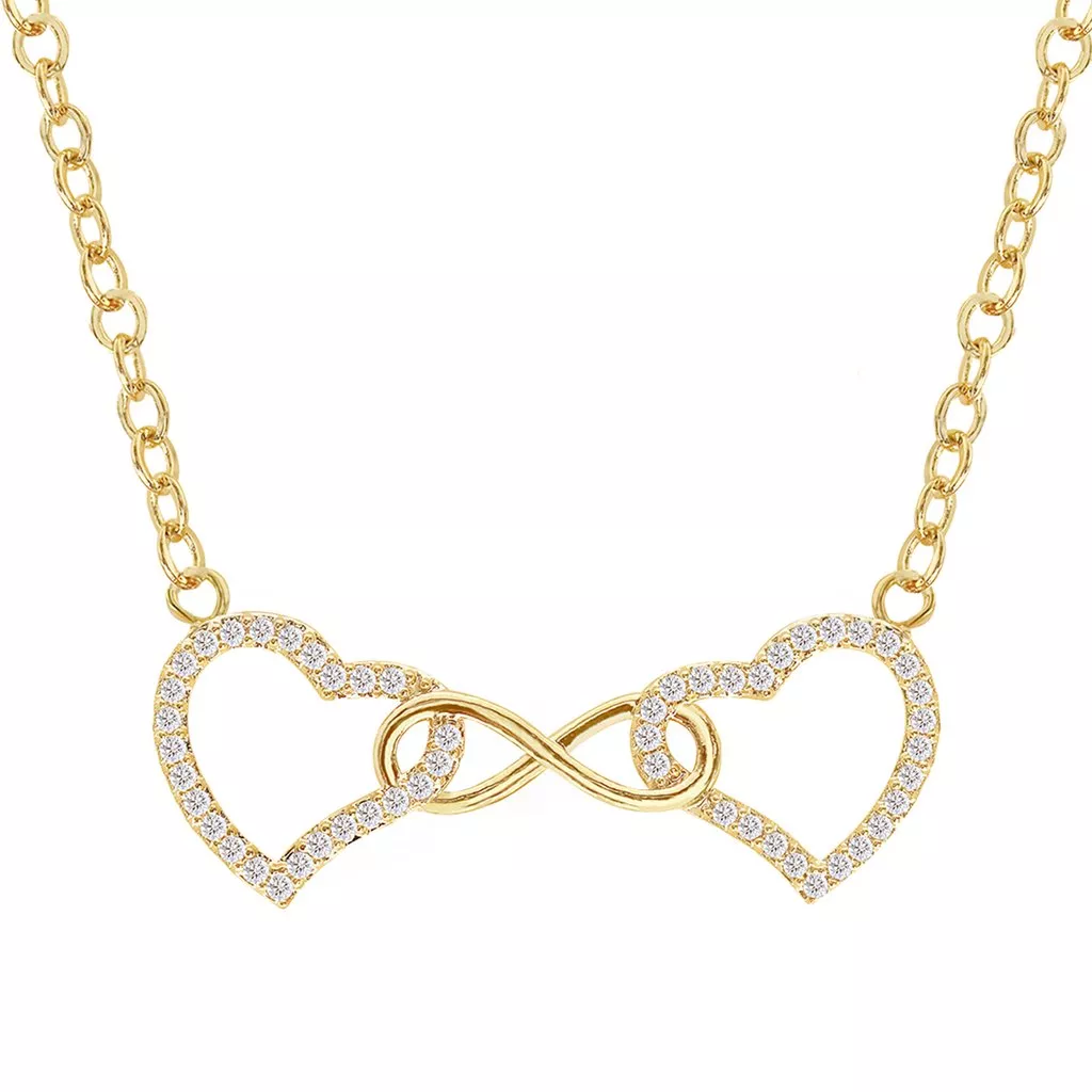 Cubic Zirconia Infinity Heart Pendant Necklace