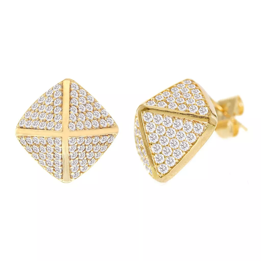 Cubic Zirconia Micro Pave 3D Diamond Earring