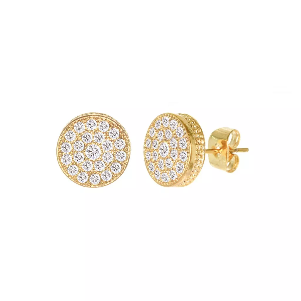 Cubic Zirconia Micro Pave Circle Earring Gold