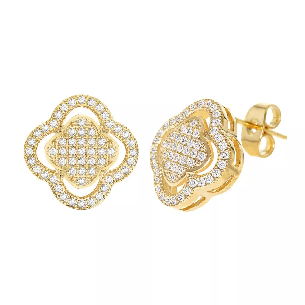Cubic Zirconia Micro Pave Flower Earring