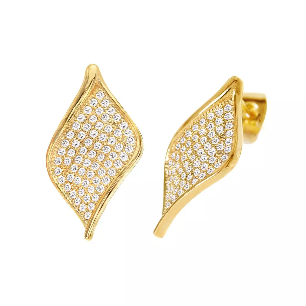 Cubic Zirconia Micro Pave Leaf Earring