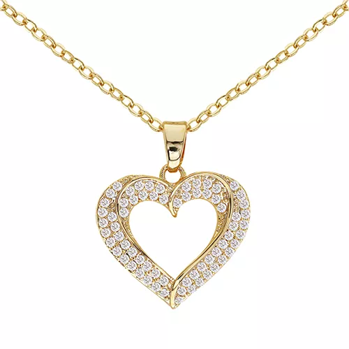 Cubic Zirconia Open Heart Pendant Necklace