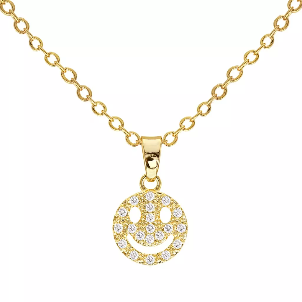 Cubic Zirconia Smile Pendant Necklace