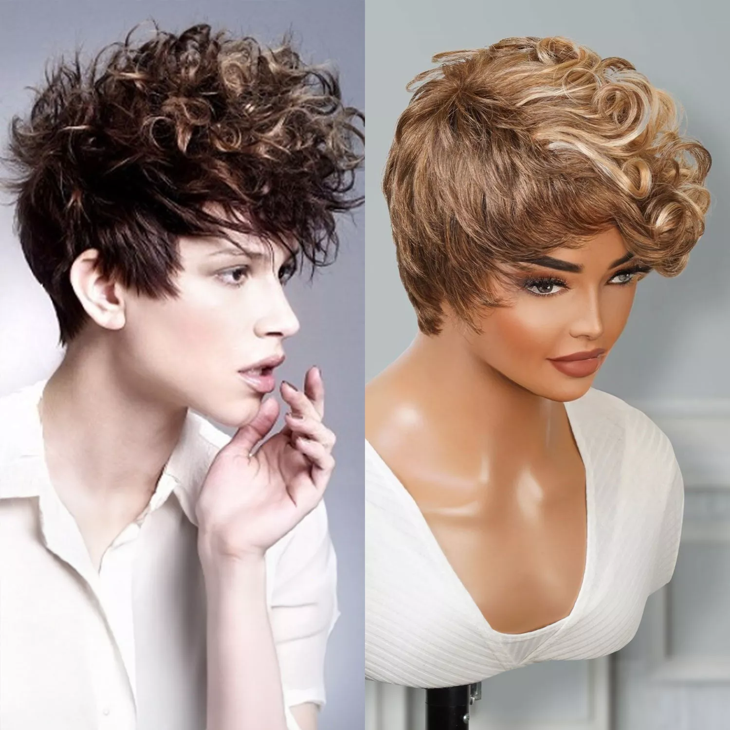 Curled Mohawk Pixie Cut Wig Zoey