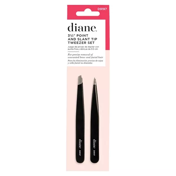 D9197 3 3/4" Point and Slant Tip Tweezer Set