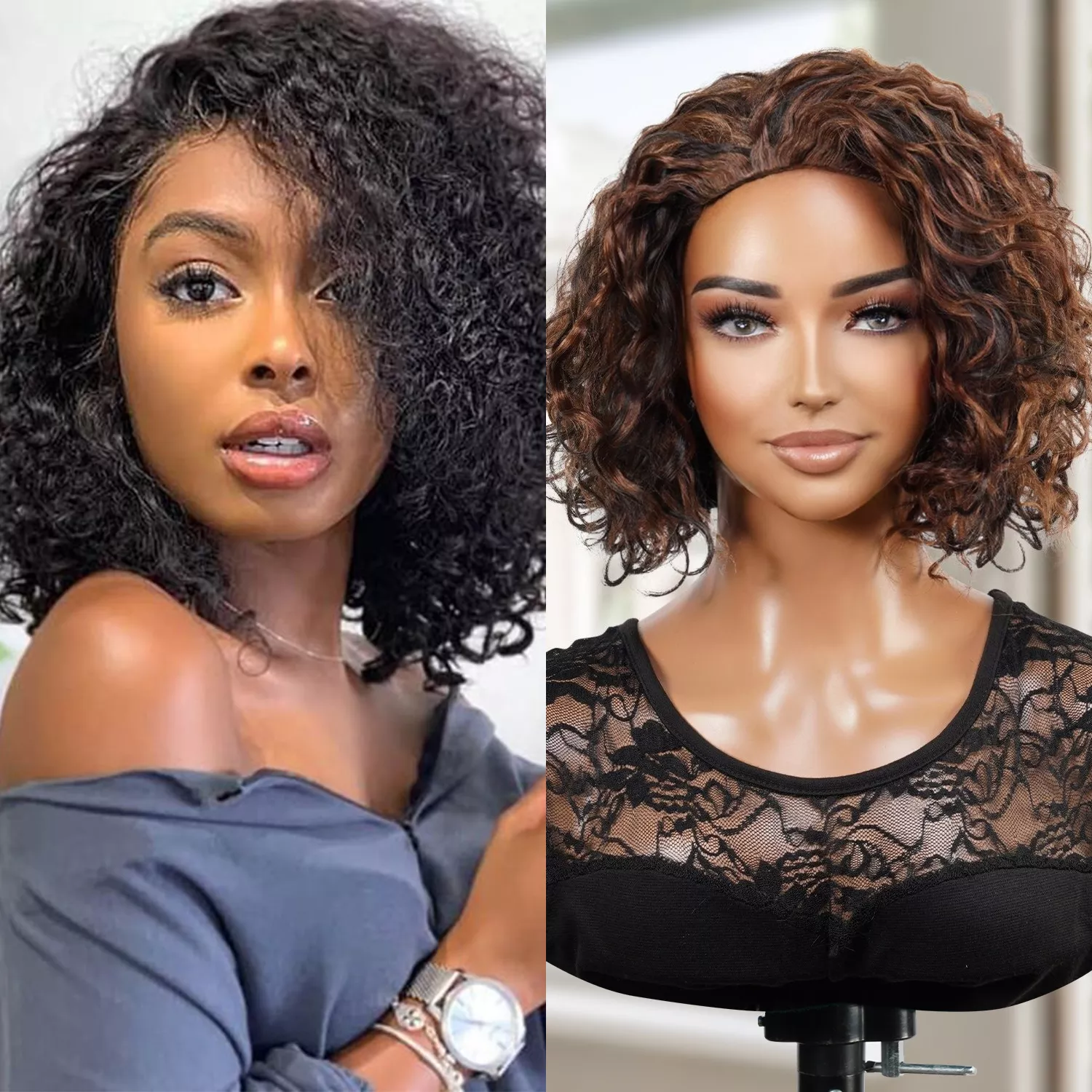 Deep Curl Short Half Wig Pazazz RV-Airan