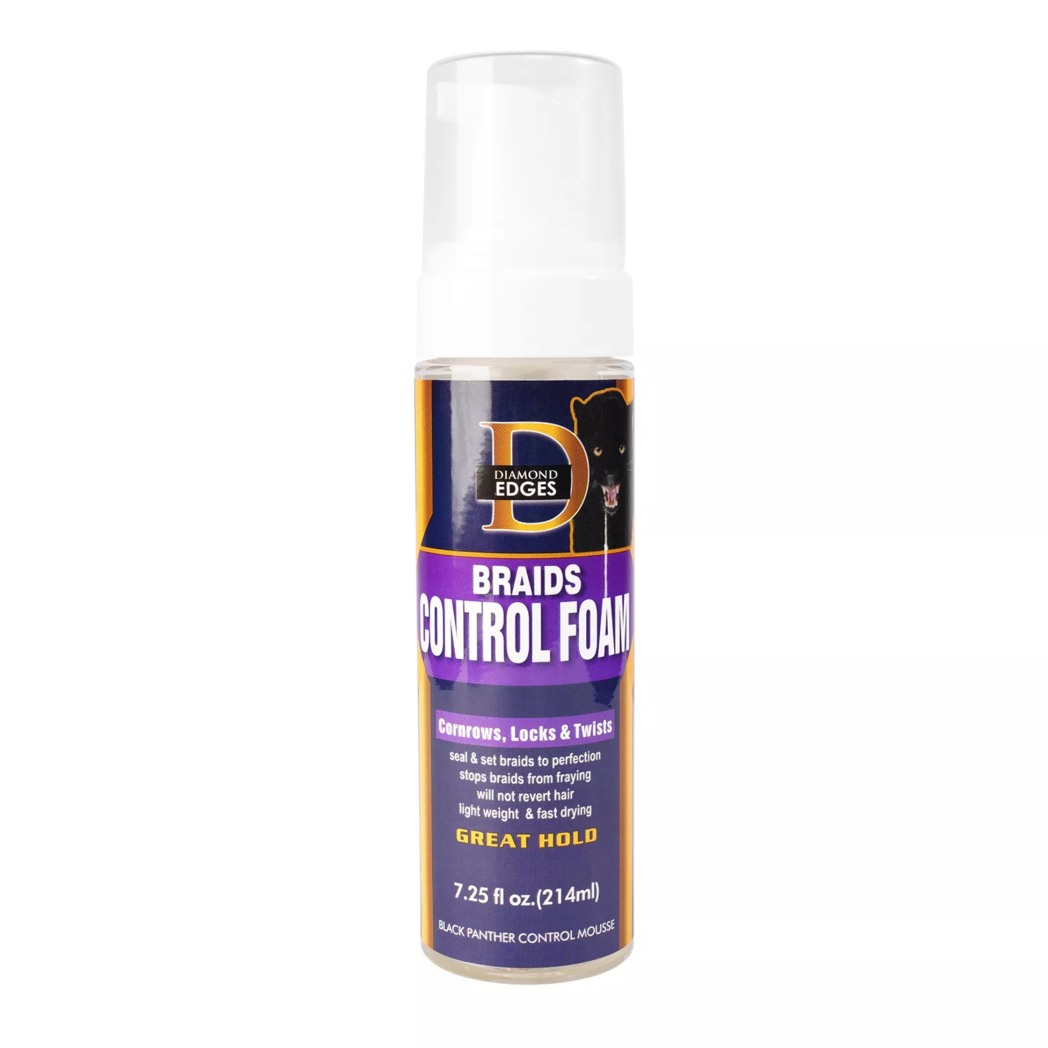Diamond Edges Black Panther Strong Braid Control Foam Mousse 7.25oz/ 214ml