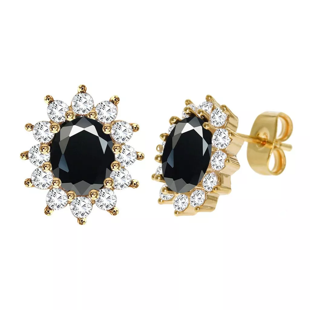 Diamond Look Cubic Zirconia Black Round Earring