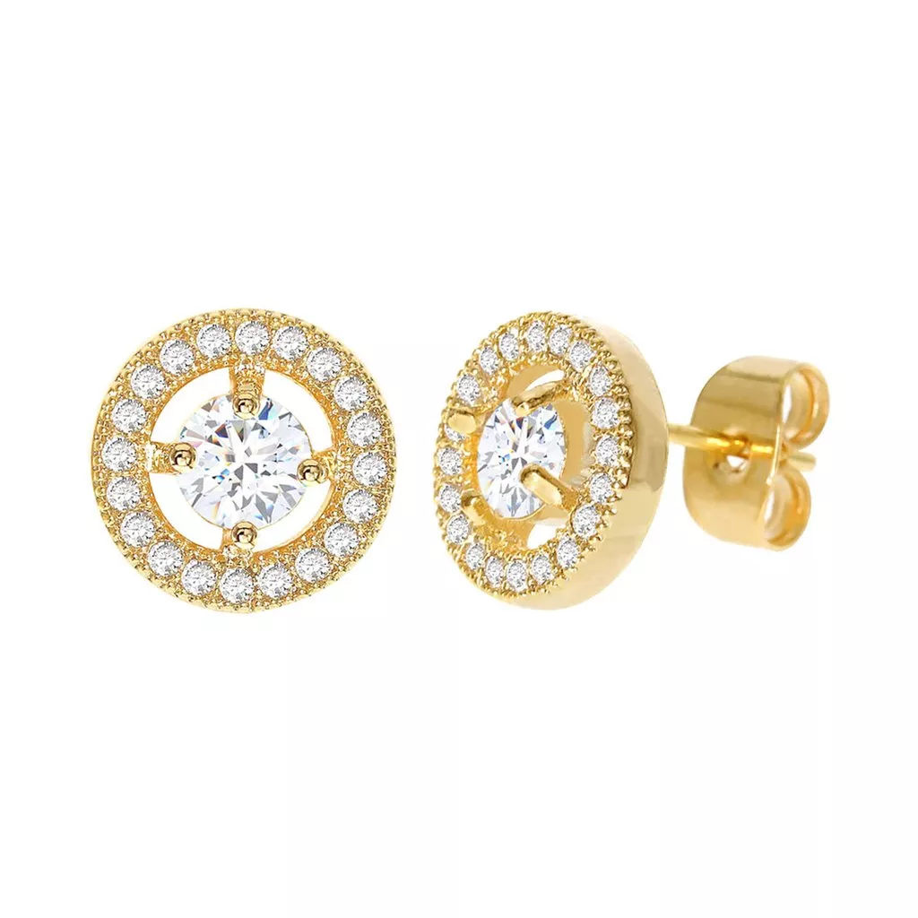 Diamond Look Cubic Zirconia Circle Earring Gold