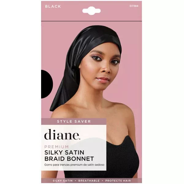 Diane D7384 Premium Silky Satin Braid Bonnet - Black