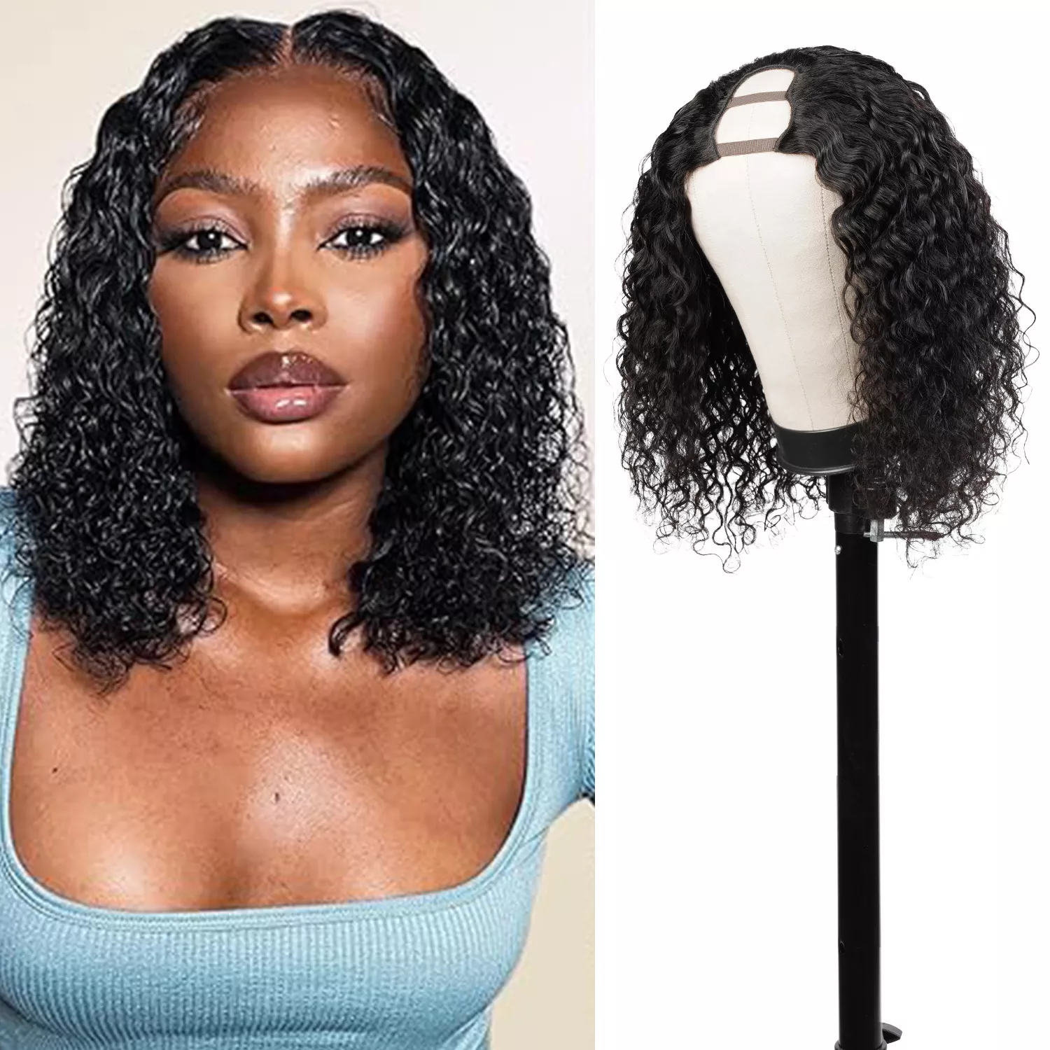 Diva Queen Virgin Human Hair U-Part Clip Wig Water Wave 16"