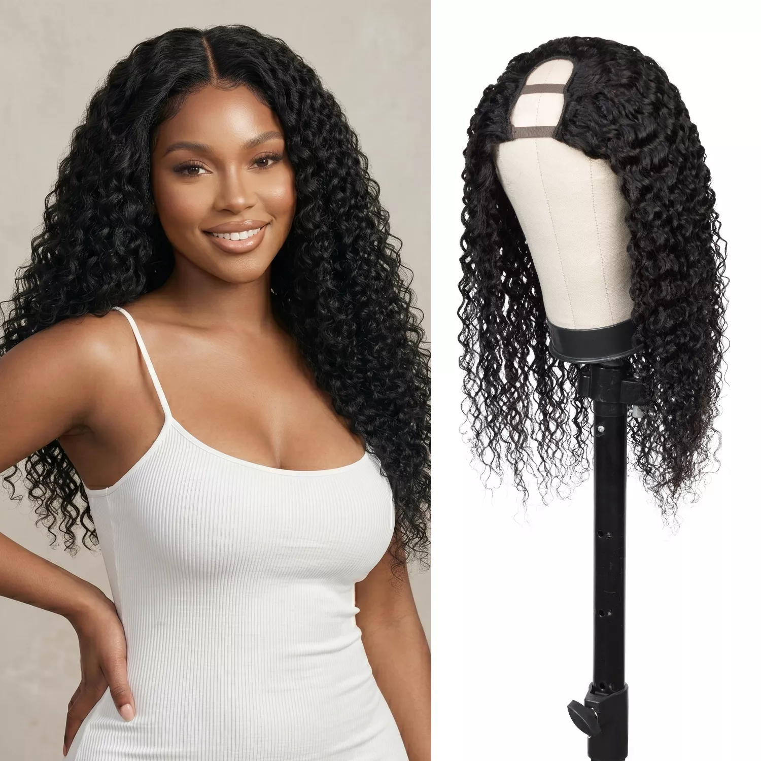 Diva Queen Virgin Human Hair U-Part Clip Wig Water Wave 20"