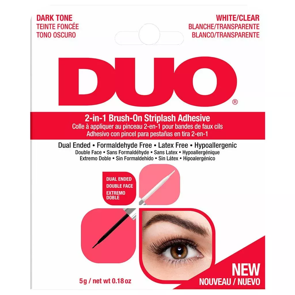 DUO QUICK -SET STRIPLASH ADHESIVE DO NOT FREEZE DARK TONE 2 IN 1 BRUSH- WHITE/CLEAR