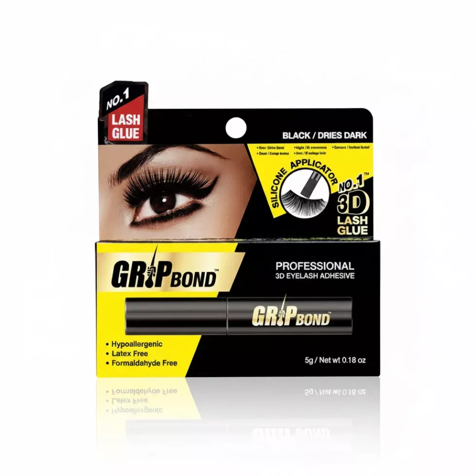 Ebin Grip Bond Latex-Free Eyelash Adhesive Black 0.18oz | Dries Dark Long-Lasting Glue
