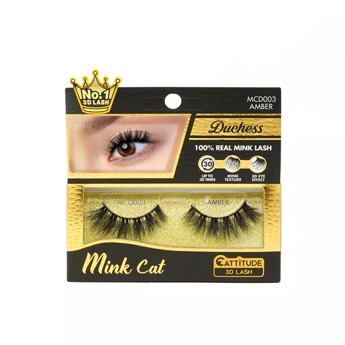Ebin Mink Cat 100% Real Mink 3D Lash - Amber