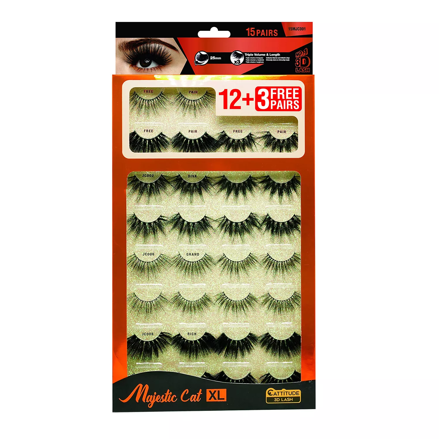 Ebin New York Cattitude 3D Eyelashes 15 Pairs