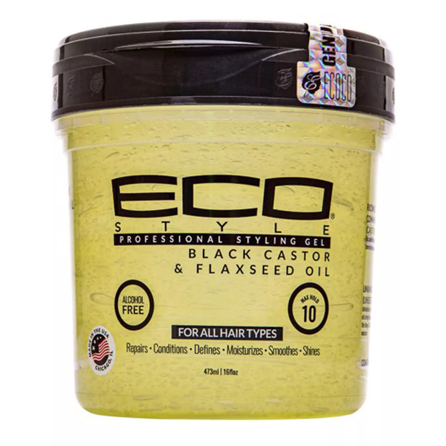 Eco Style Styling Gel Black Castor & Flaxseed Oil 8oz/ 236ml