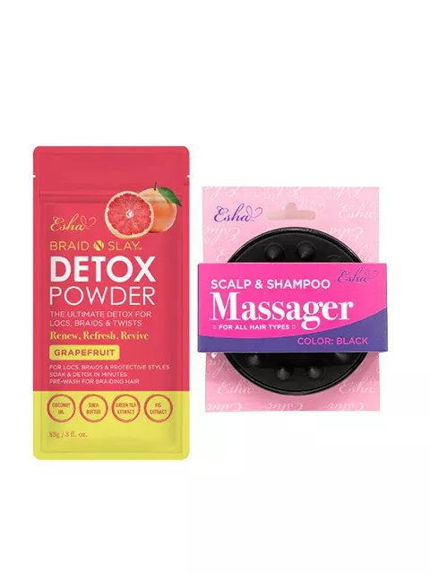 Esha Braid N Slay Detox Powder(Grapefruit) & Scalp Massager(Black Color)