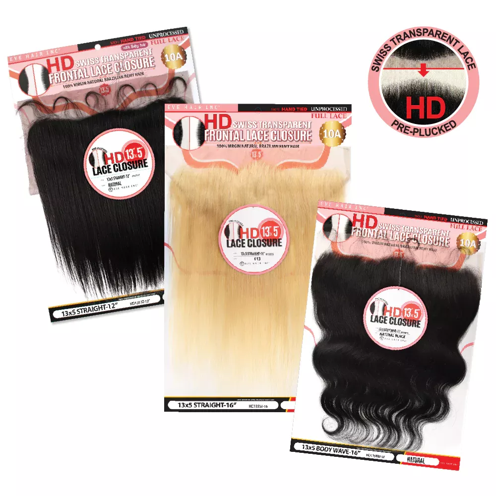 EVE HAIR 13 "X5 " HD SWISS LACE FRONTAL