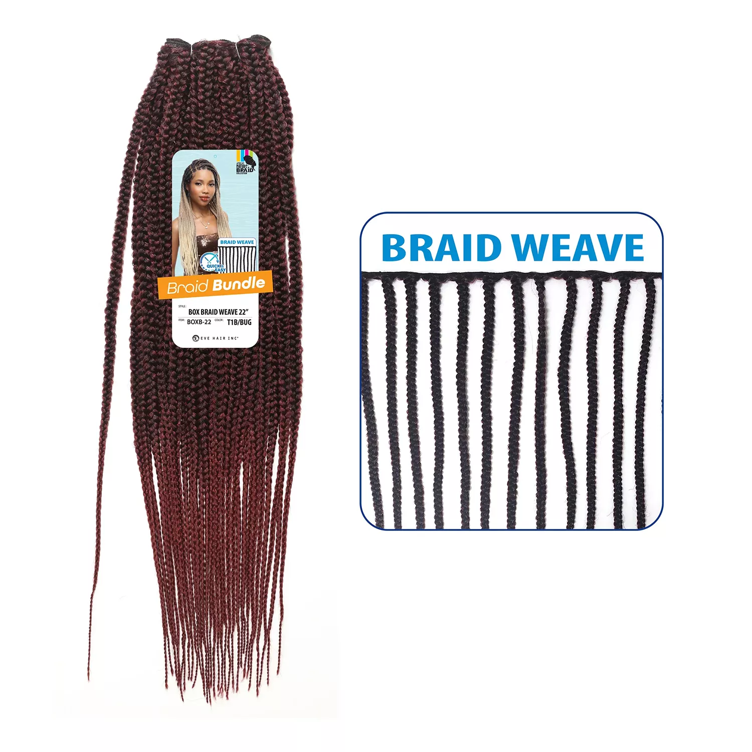 Eve Hair Weave Box Braid Bundle 22"