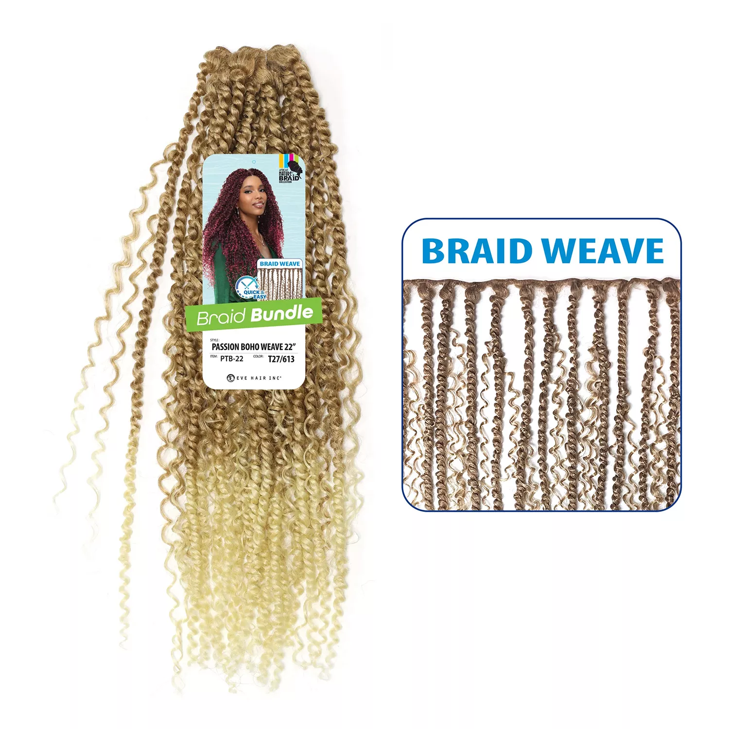 Eve Hair Weave Passion Boho Braid Bundle 22"