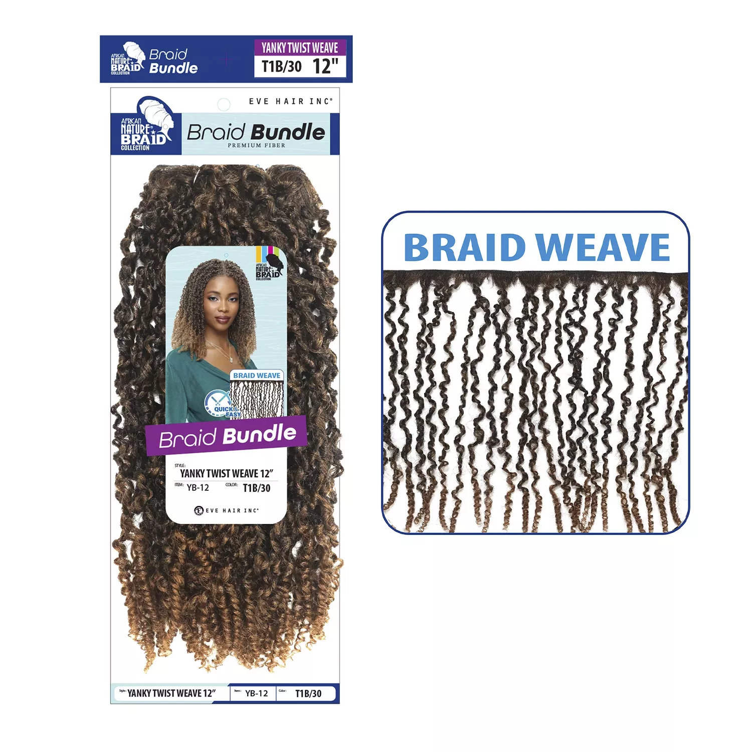Eve Hair Weave Yanky Twist Braid Bundle 12”