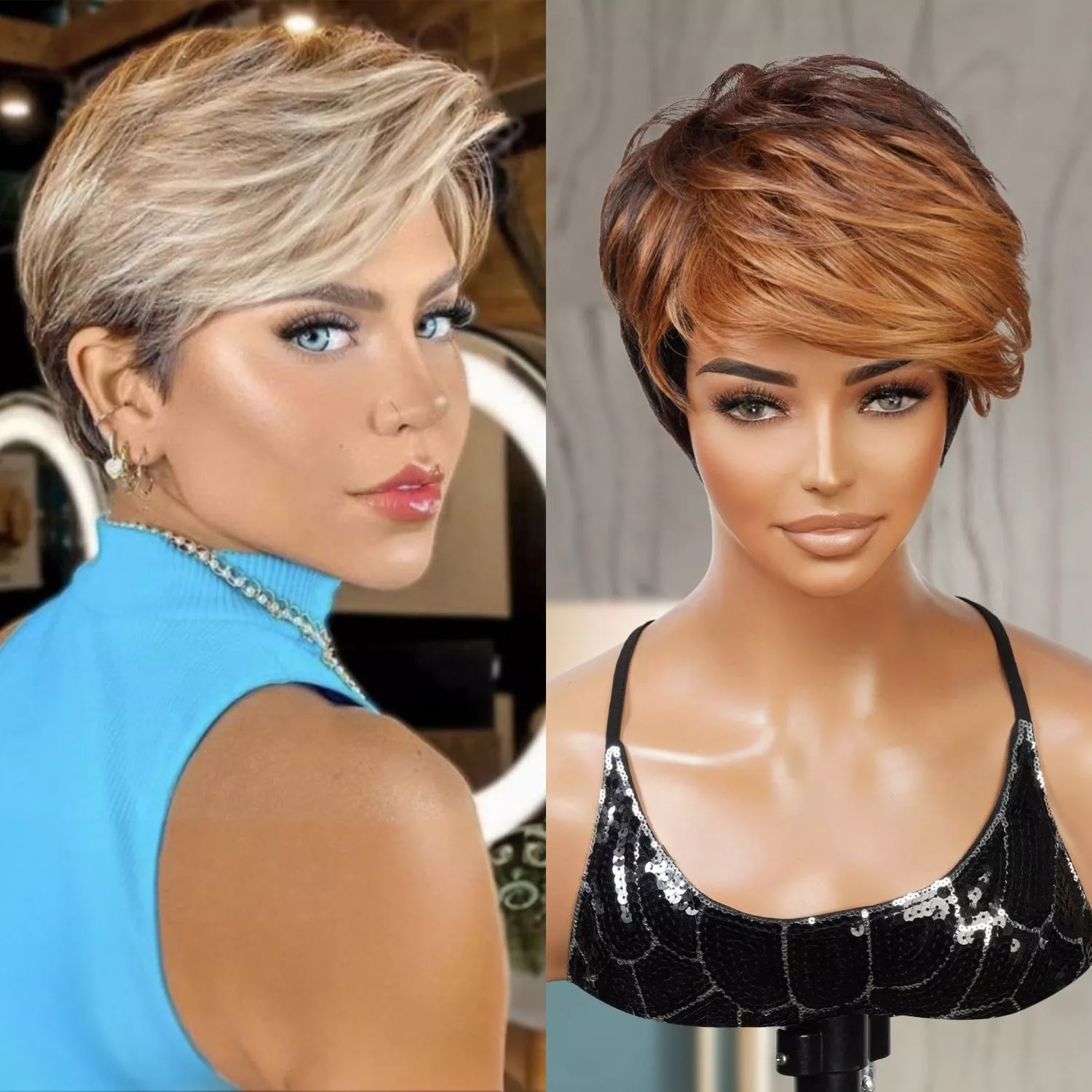 Feathered Pixie Wig Pazazz Viola