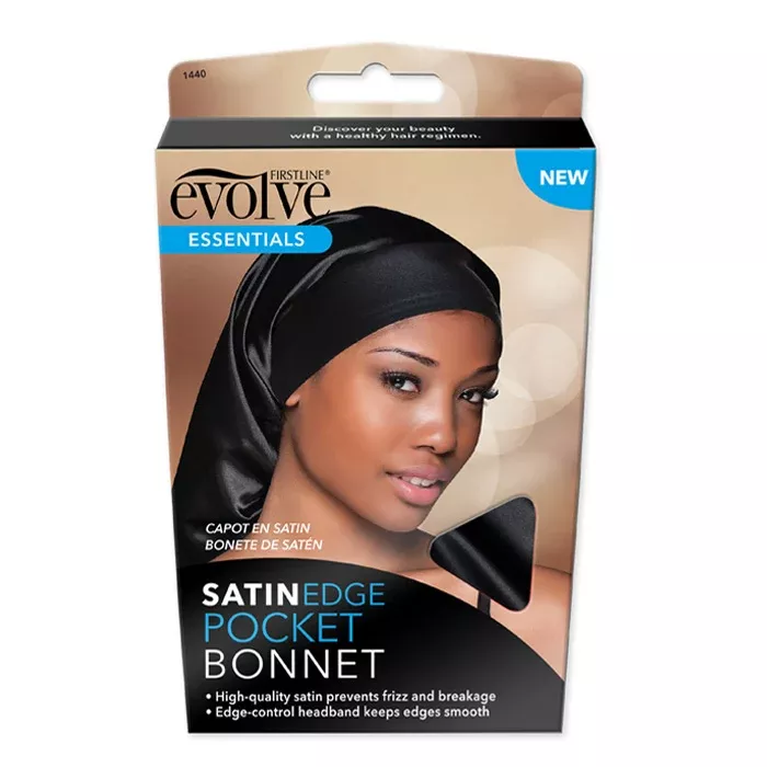 Firstline Essentials Satin Edge Pocket Bonnet – Black