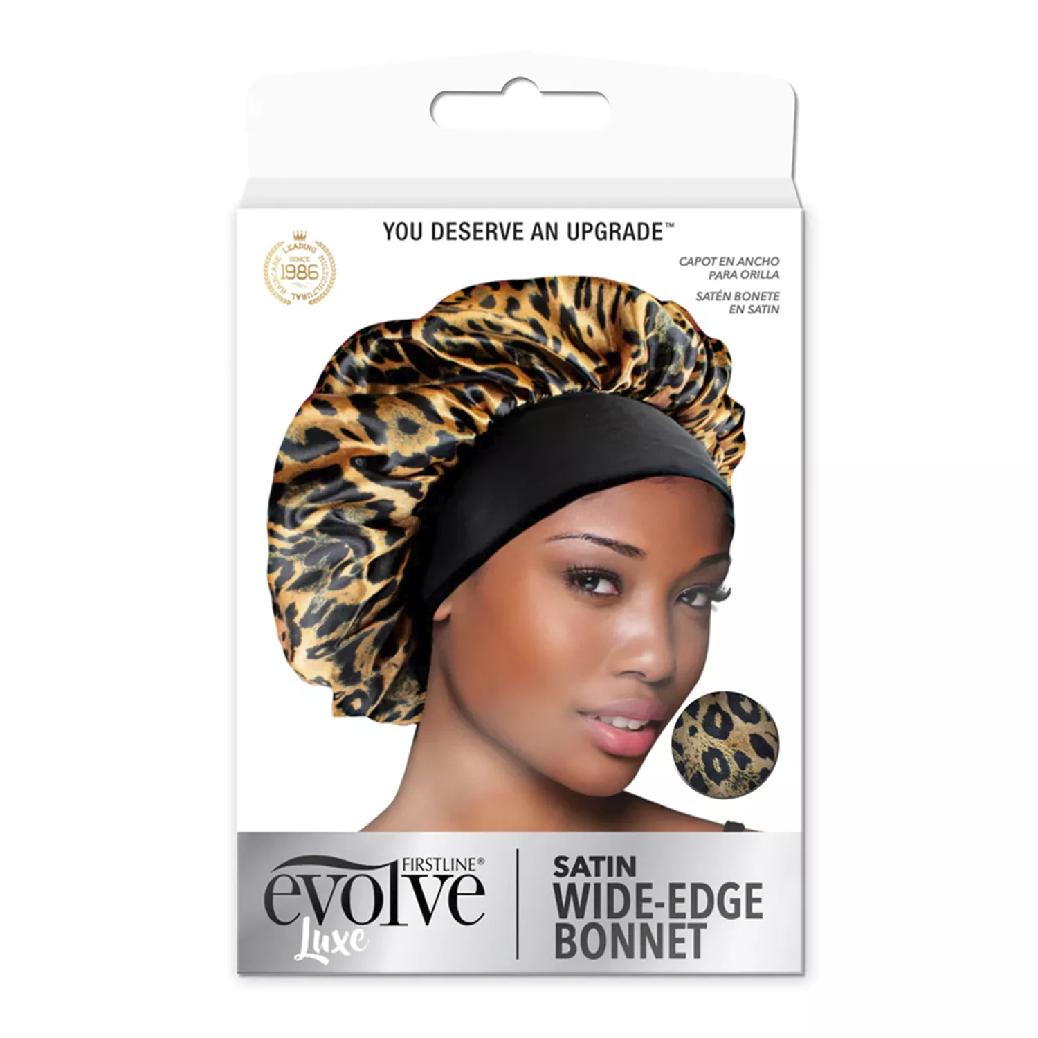 Firstline Evolve Luxe Satin Wide-Edge Bonnet Leopard