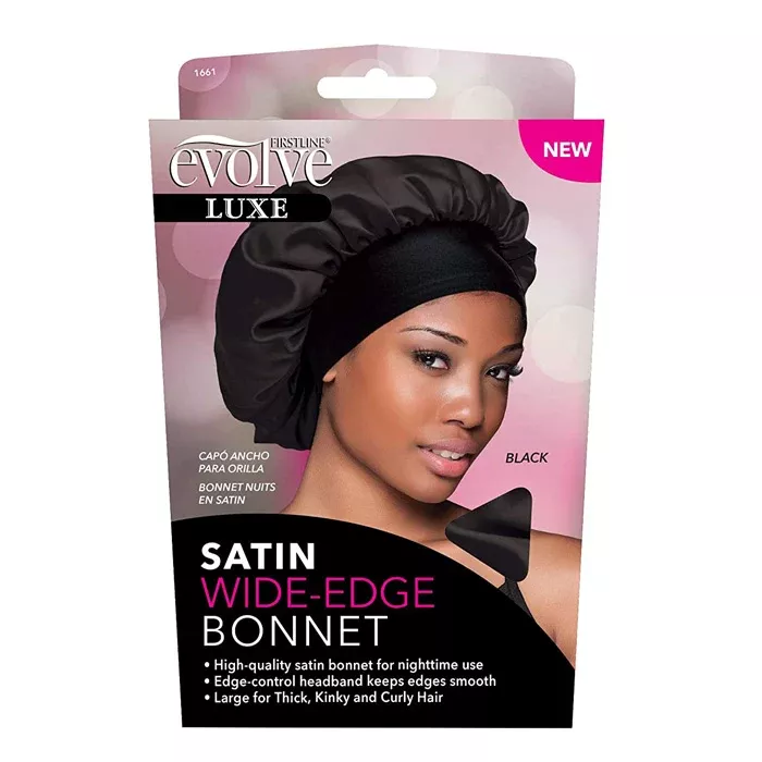 Firstline Luxe Satin Wide-Edge Bonnet - Black