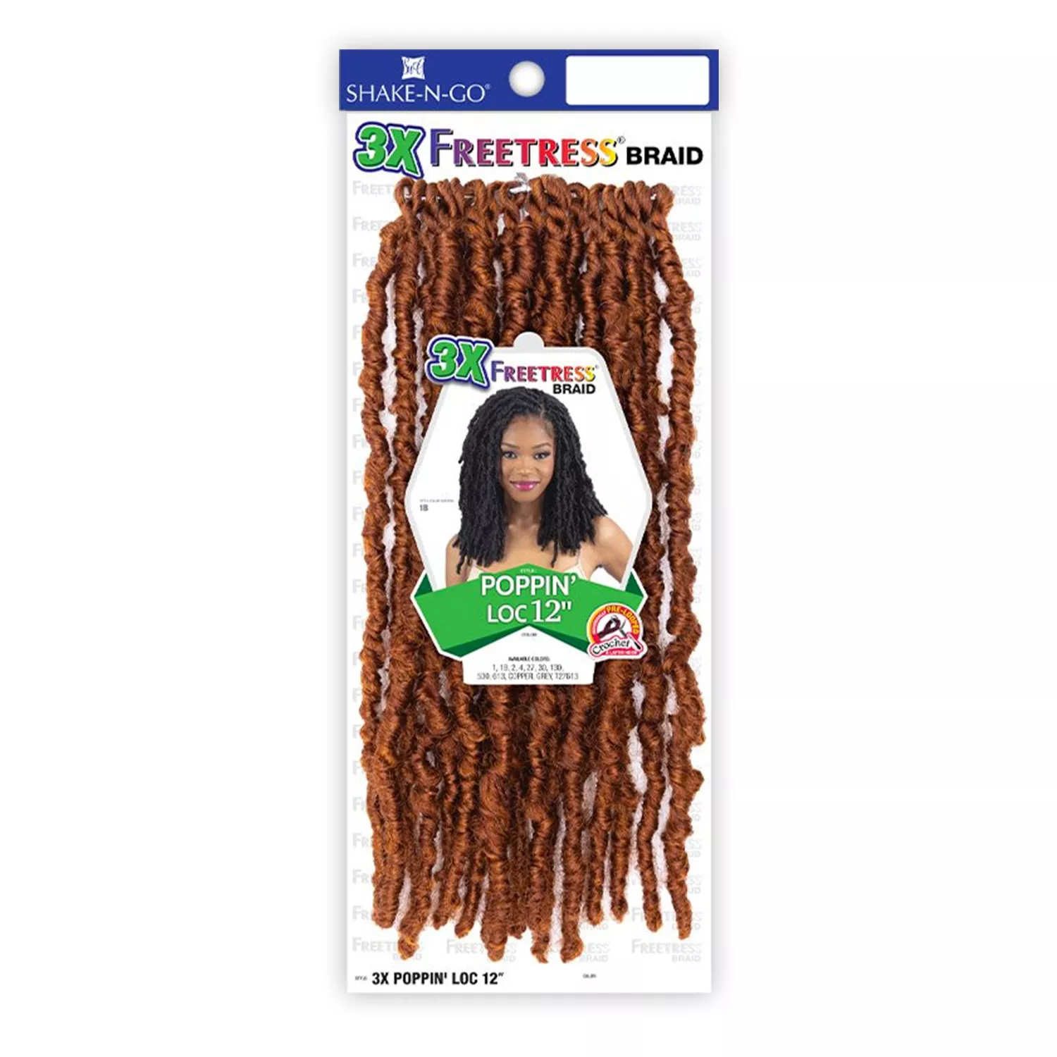 FreeTress Crochet Braids 3X Poppin' Loc 12"