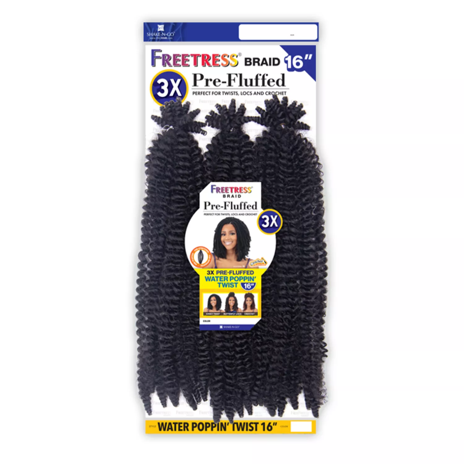 FreeTress Pre-Stretched Braids 3X Pre-Fluffed Water Poppin Twist 16"