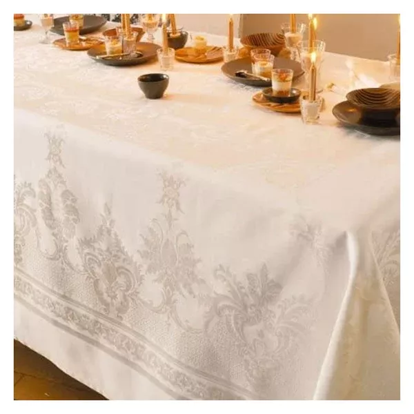 GARNIER-THIEBAUT FRANCE BEAUREGARD IVORY TABLECLOTH